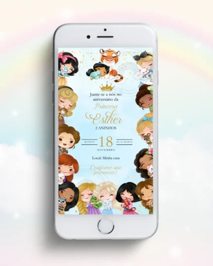 Convite Digital Princesas da Disney 1