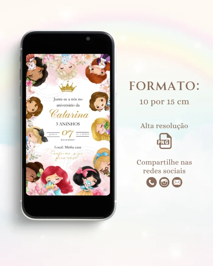 Convite Digital Princesas da Disney 3