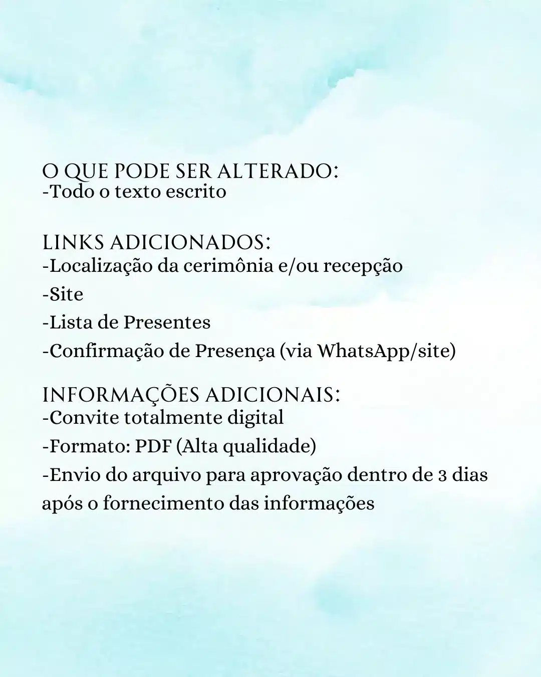 Convite Digital informações extras