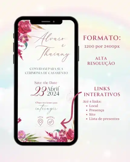 Convite Fúcsia Boho 2