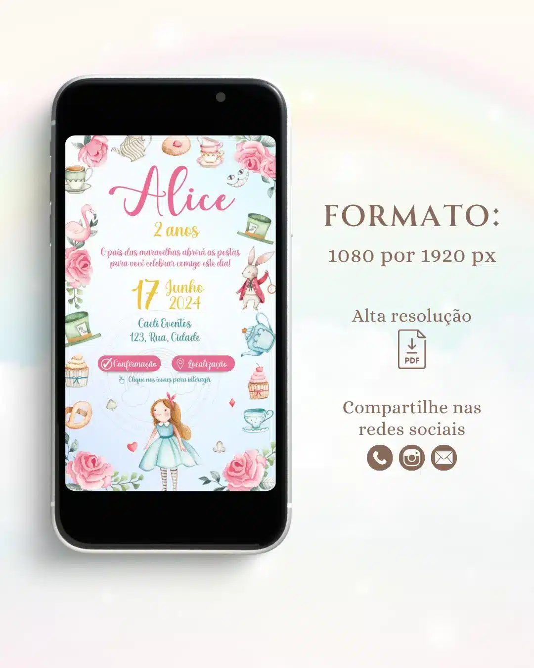 Convite Interativo Alice no país das maravilhas 3 Convite Interativo Alice no país das maravilhas