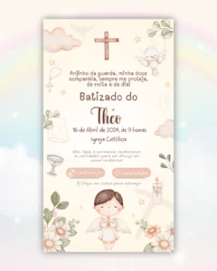 Convite Interativo Batizado Boho Menino