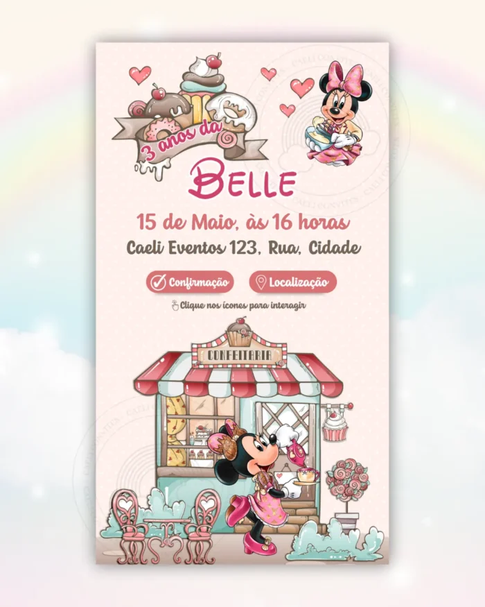 Convite Interativo Minnie Confeiteira