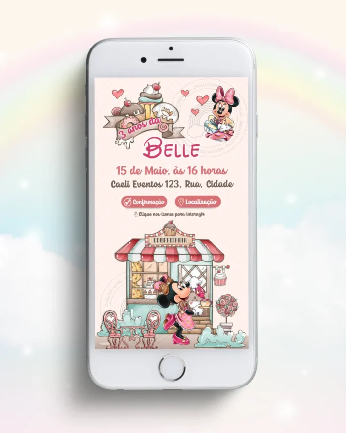 Convite Interativo Minnie Confeiteira