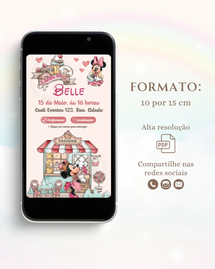 Convite Interativo Minnie Confeiteira