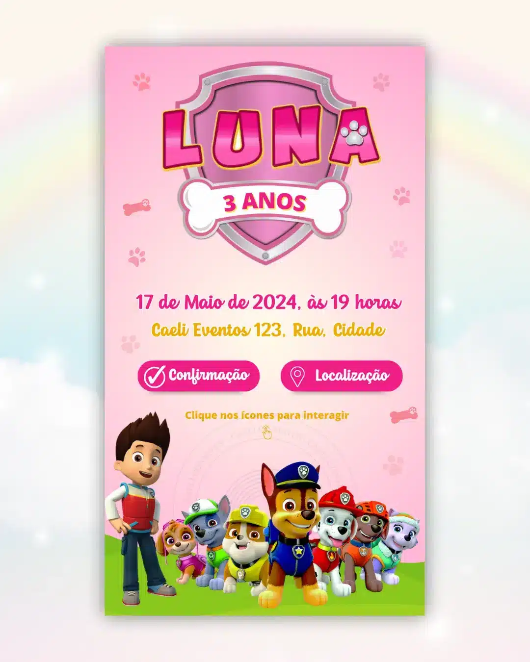 Convite Interativo Patrulha Canina Menina