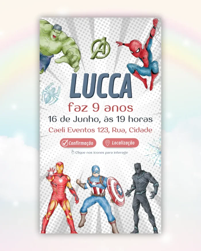 Convite Interativo Vingadores