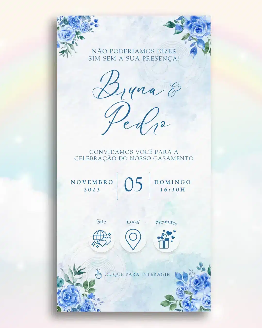 Convite Interativo de Casamento Azul