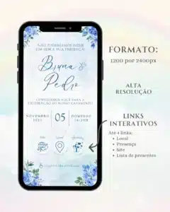 Convite Interativo de Casamento Azul