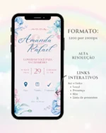 Convite Interativo de Casamento Azul e Rosa 1