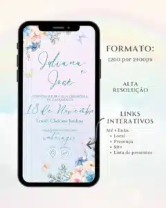 Convite Interativo de Casamento Azul e Rosa 2