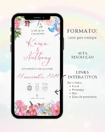 Convite Interativo de Casamento Azul e Rosa 3