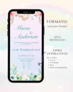 Convite Interativo de Casamento Azul e Rosa 4