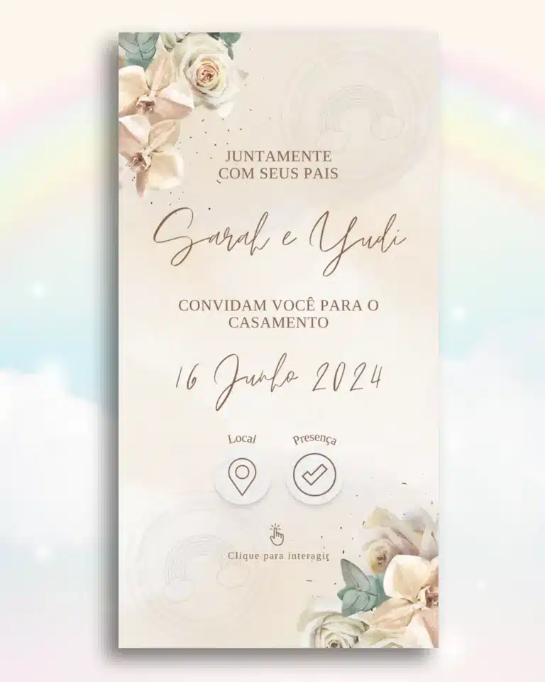 Convite Interativo de Casamento Bege 1