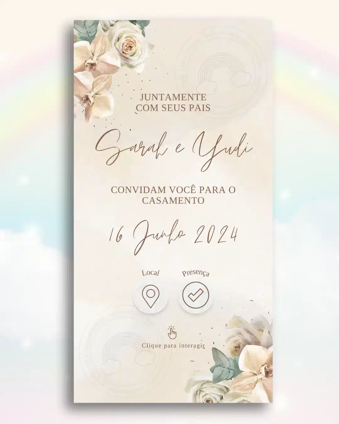 Convite Interativo de Casamento Bege 1