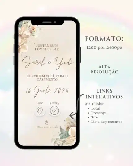Convite Interativo de Casamento Bege 1