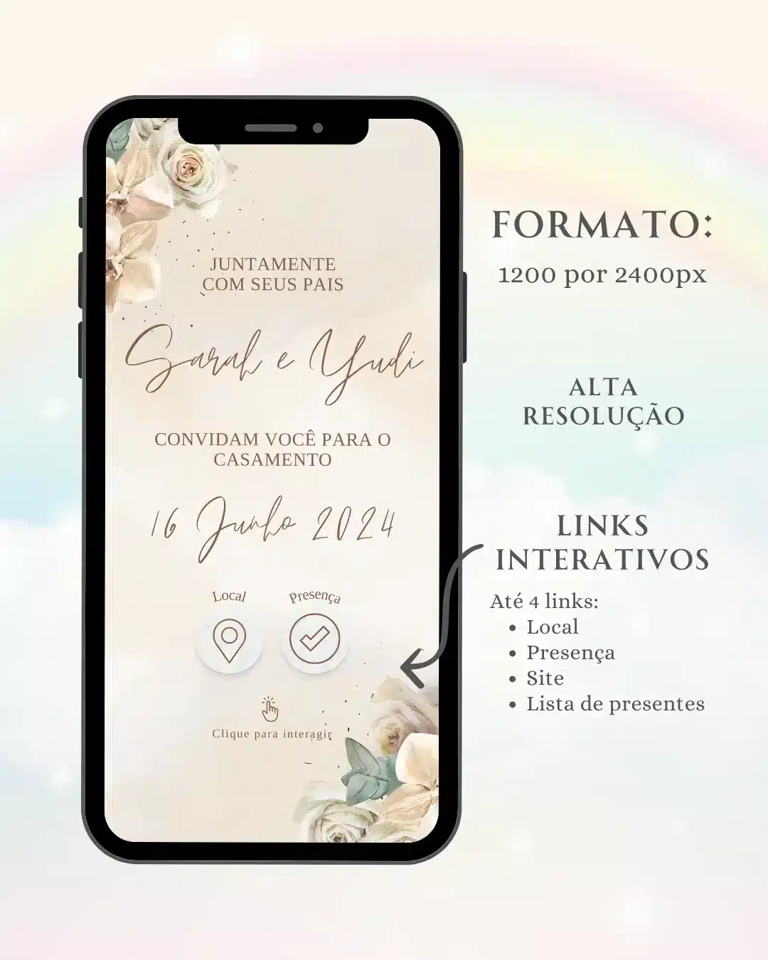 Convite Interativo de Casamento Bege 1