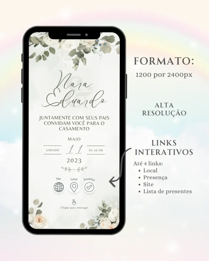 Convite Interativo de Casamento Bege 2