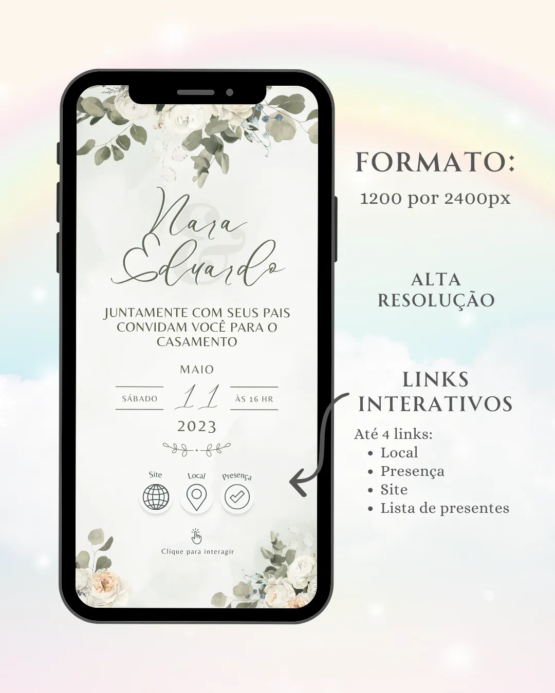 Convite Interativo de Casamento Bege 2