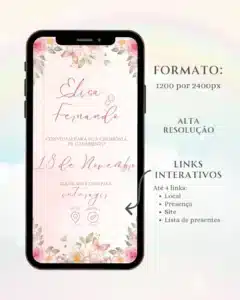Convite Interativo de Casamento Rosa 1