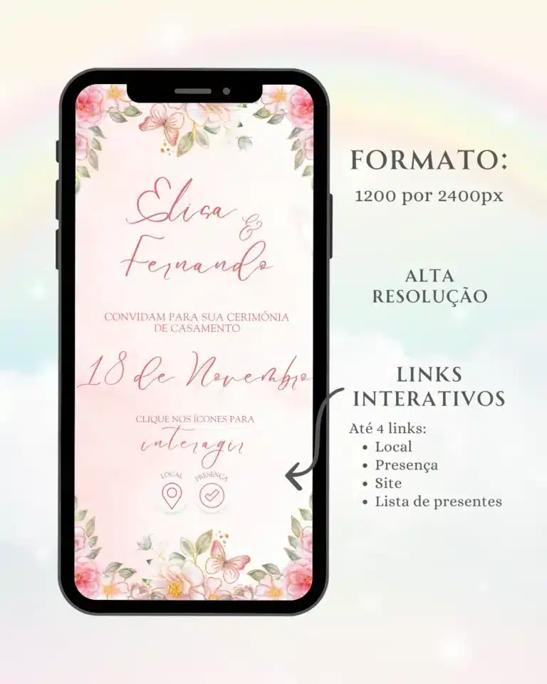 Convite Interativo de Casamento Rosa 1