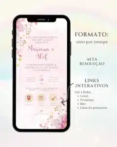 Convite Interativo de Casamento Rosa 2