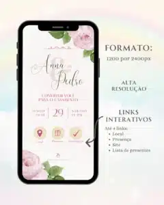 Convite Interativo de Casamento Rosa 3