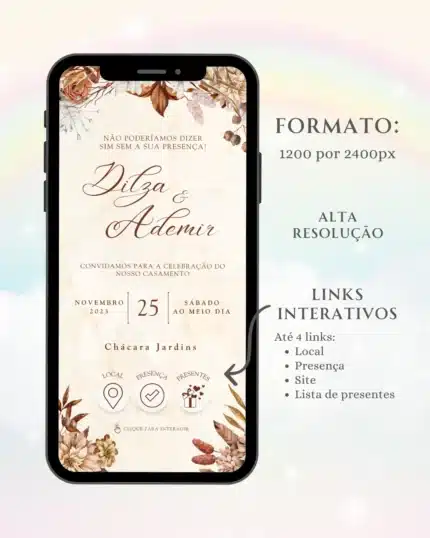 Convite Interativo de Casamento Terracota 1