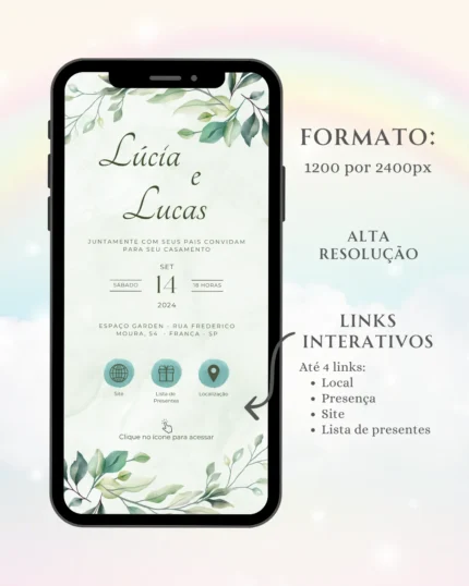 Convite Interativo de Casamento Verde 2