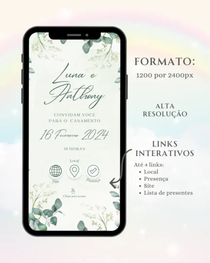 Convite Interativo de Casamento Verde 4
