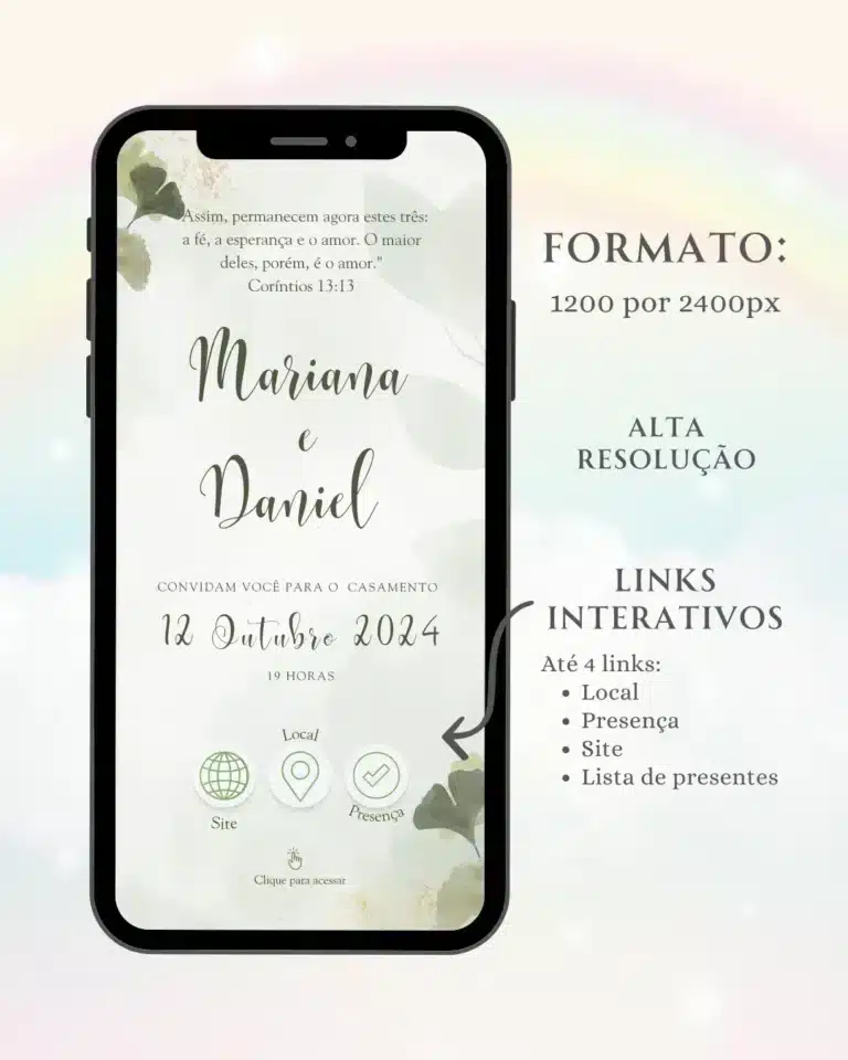 Convite Interativo de Casamento Verde 5