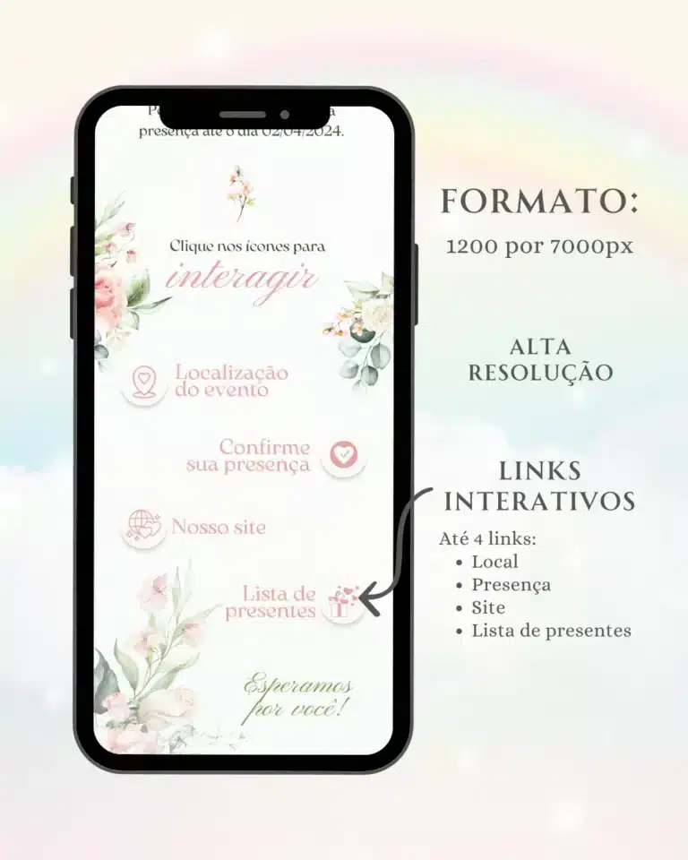 Convite de Casamento Estendido Romântico Rosa