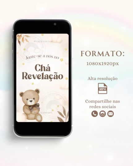 Convite Animado Chá Revelação Neutro