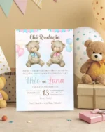 Convite Chá Revelação Azul e Rosa 3