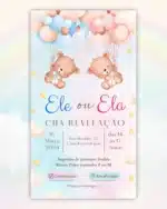 Convite Chá Revelação Interativo Azul e Rosa 4