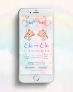 Convite Chá Revelação Interativo Azul e Rosa 4