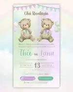 Convite Chá Revelação Interativo Verde e Lilás 2