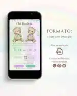 Convite Chá Revelação Interativo Verde e Lilás 2
