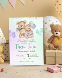 Convite Chá Revelação Verde e Lilás 2