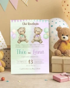 Convite Chá Revelação Verde e Lilás 3