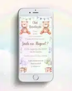Convite Chá Revelação Verde e Lilás 4
