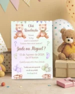 Convite Chá Revelação Verde e Lilás 4