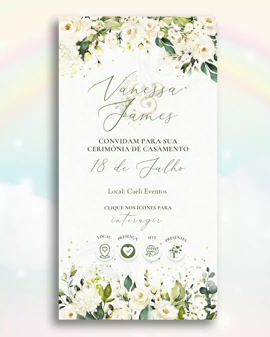 Convite de Casamento Clássico Branco