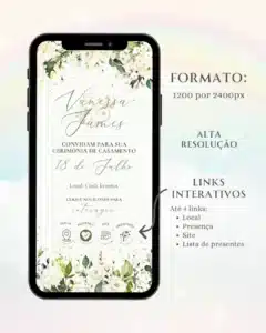 Convite de Casamento Clássico Branco