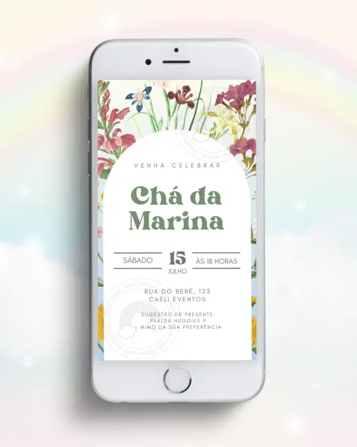 Convite Chá de Bebê Flores Minimalista 2