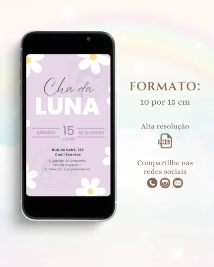 Convite Chá de Bebê Margaridas