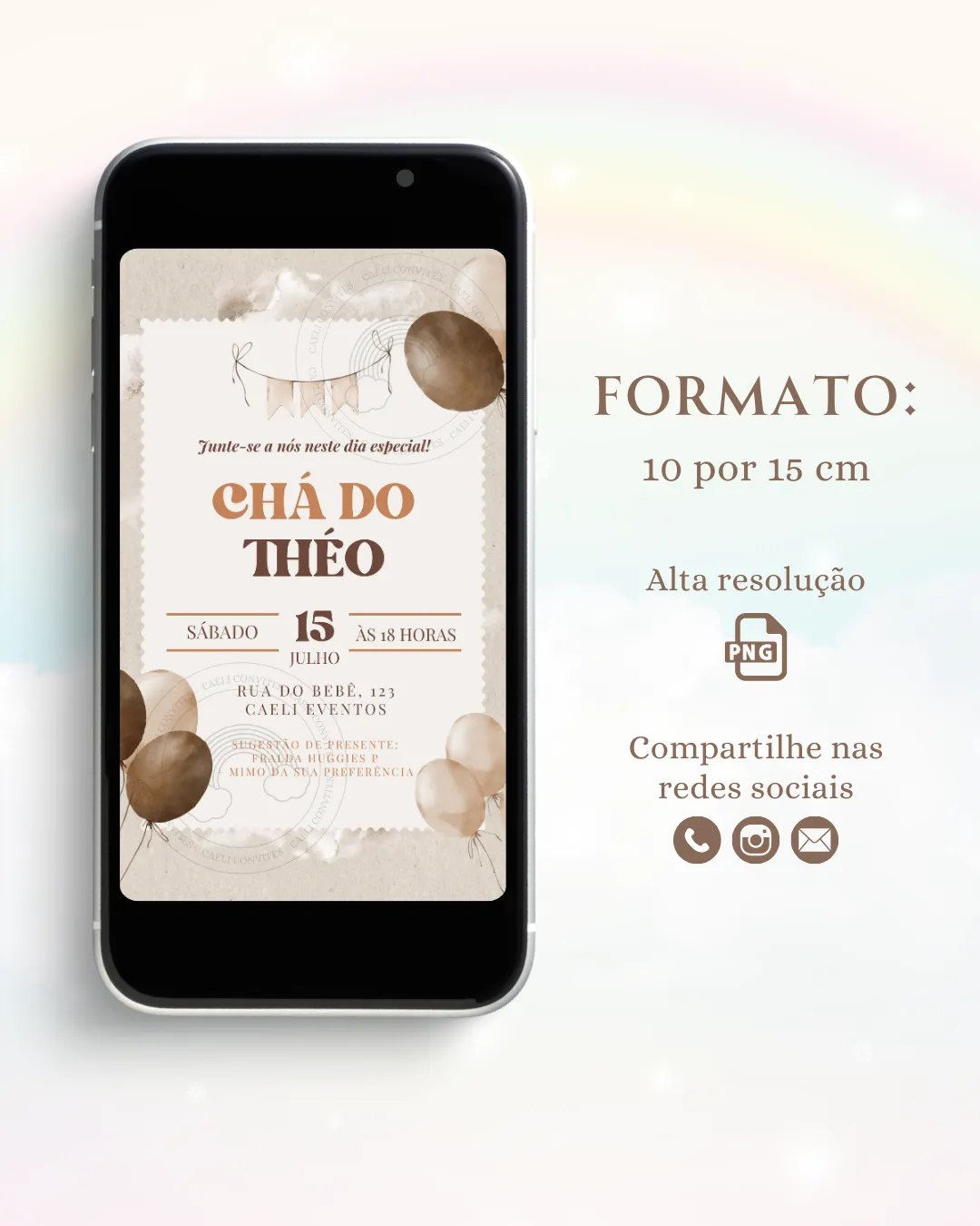 Convite Chá de Bebê Neutro Bege 2