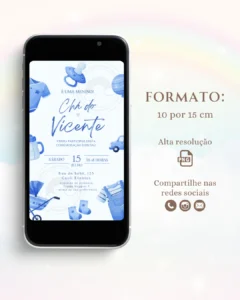 Convite Digital Chá de Bebê Azul 1