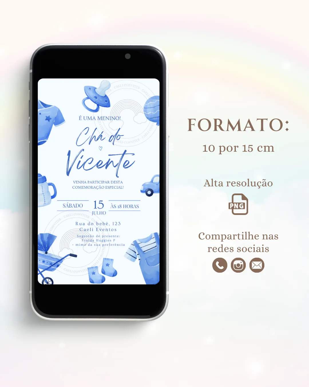 Convite Digital Chá de Bebê Azul 1