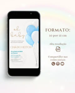Convite Digital Chá de Bebê Azul 4